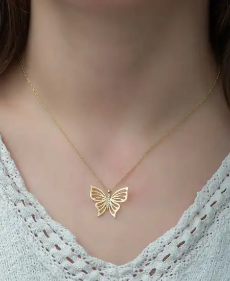 ​gümüş Gold Bahar Kelebeği Bayan Kolye
