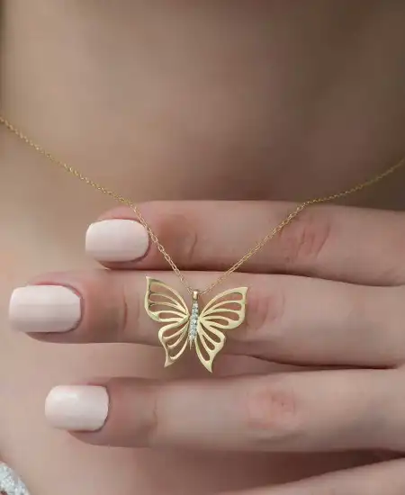 ​gümüş Gold Bahar Kelebeği Bayan Kolye