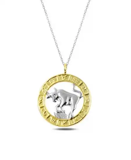 ​gümüş Gold Boğa Burcu Kolye