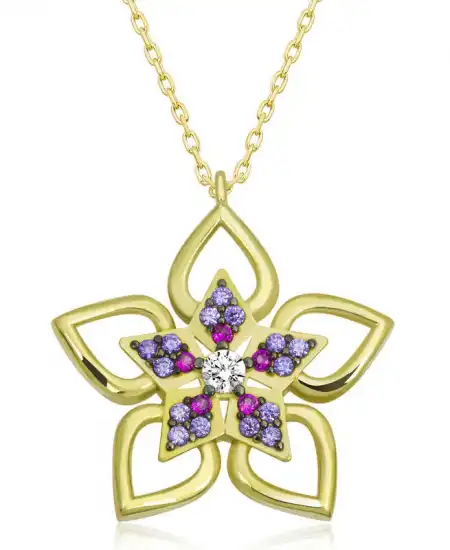 ​gümüş Gold Çiçek Kadın Kolye