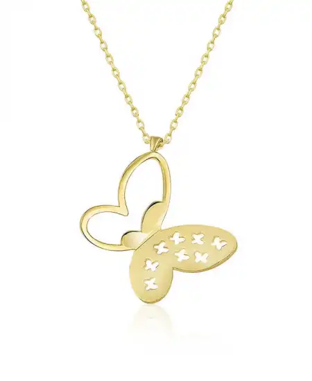 ​​gümüş Gold Kelebek Bayan Kolye