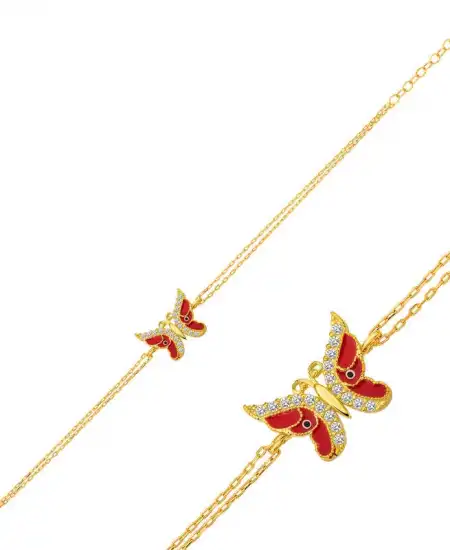 ​gümüş Gold Mineli Kelebek Bayan Bileklik