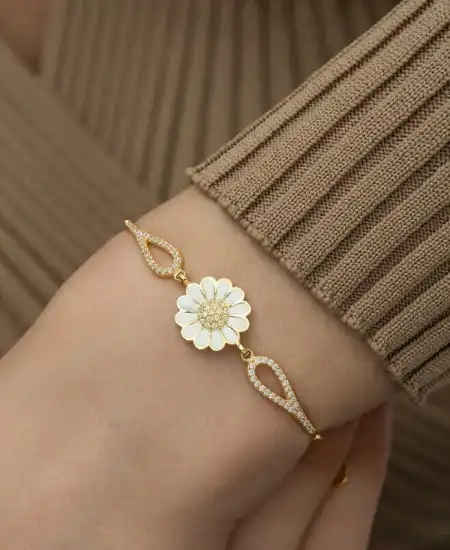 ​gümüş Gold Papatya Bileklik