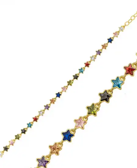 ​gümüş Gold Renkli Yıldız Bayan Bileklik