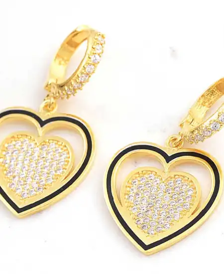 ​gümüş Gold Sallantılı Kalp Kadın Küpe