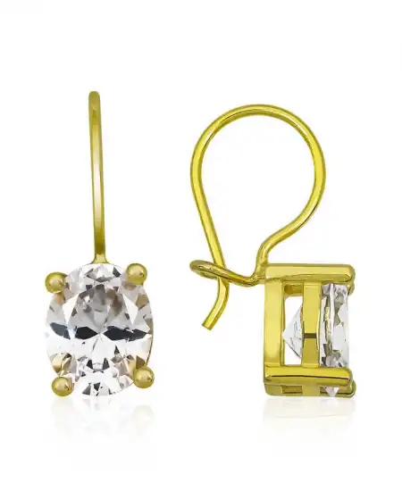 ​gümüş Gold Sallantılı Oval Damla Küpe