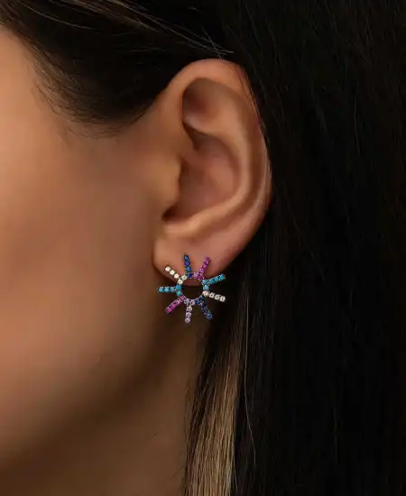 ​gümüş Güneş Mix Bayan Küpe