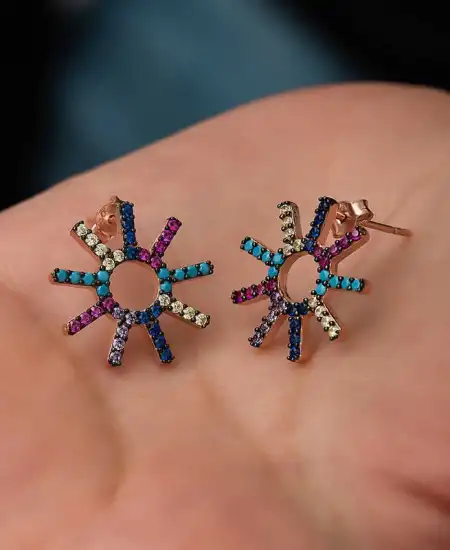 ​gümüş Güneş Mix Bayan Küpe