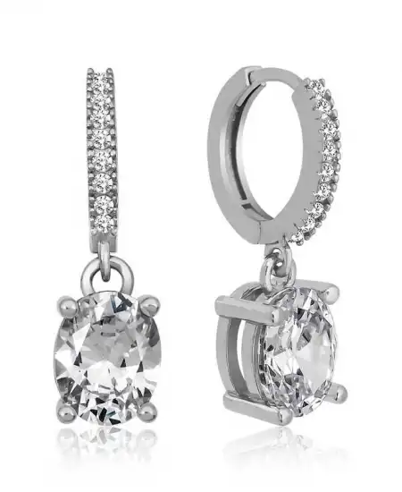 ​gümüş Halka Oval Damla Küpe