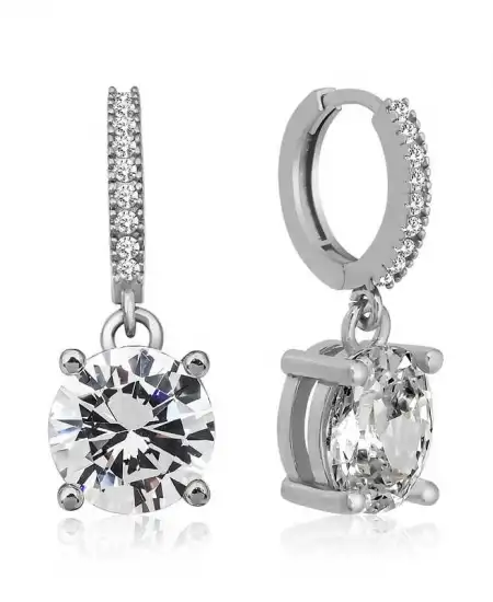 ​gümüş Halka Tek Taş Küpe