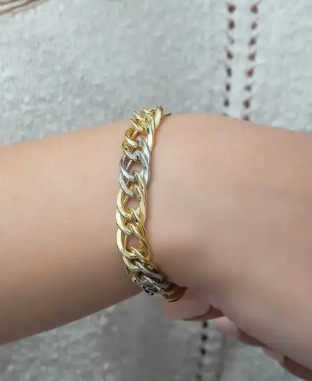 ​gümüş İki Renkli Zincir Bileklik