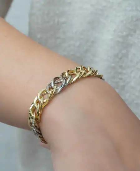 ​gümüş İki Renkli Zincir Bileklik