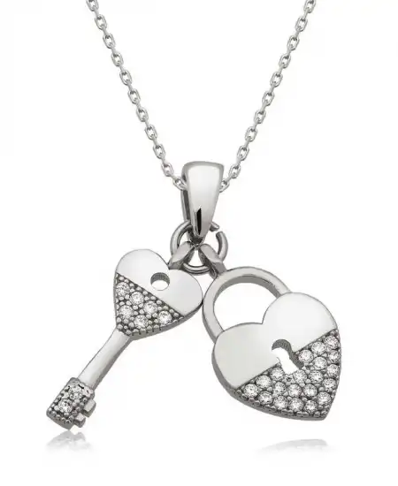 ​gümüş Kalbimin Anahtarı Kolye