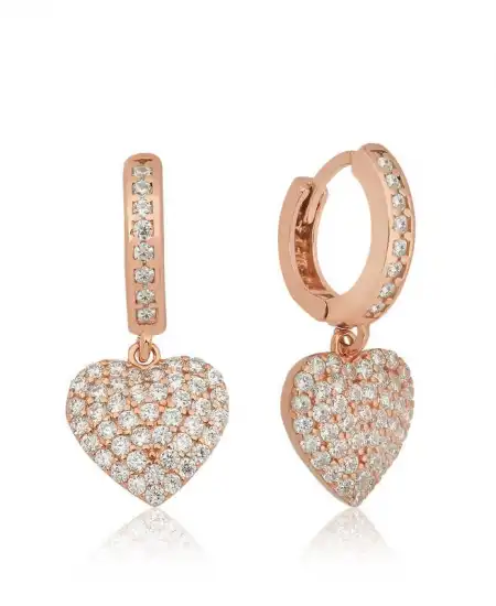 ​gümüş Kalp Detaylı Mengeçli Küpe