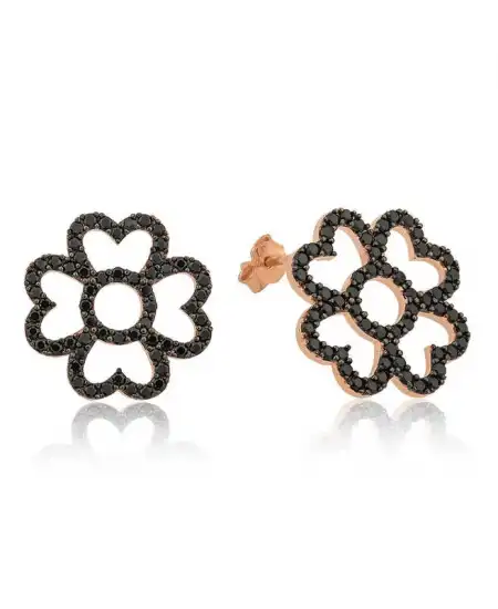 ​gümüş Kalp Yapraklı Çiçek Küpe