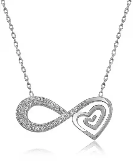 ​gümüş Kalpli Sonsuzluk Kolye