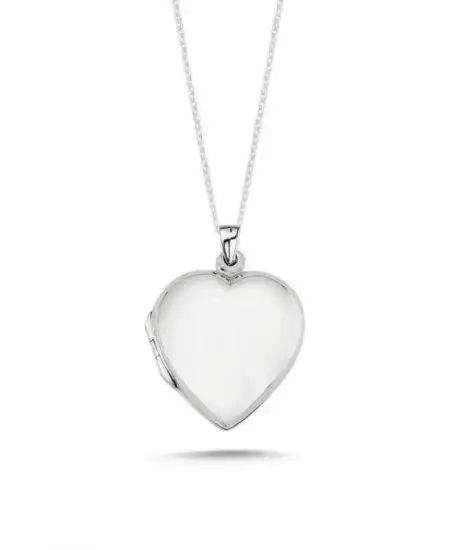 ​gümüş Kapaklı Kalp Madalyon Kadın Kolye