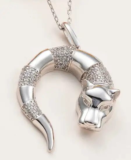 ​gümüş Kaplan Figürlü Kadın Kolye