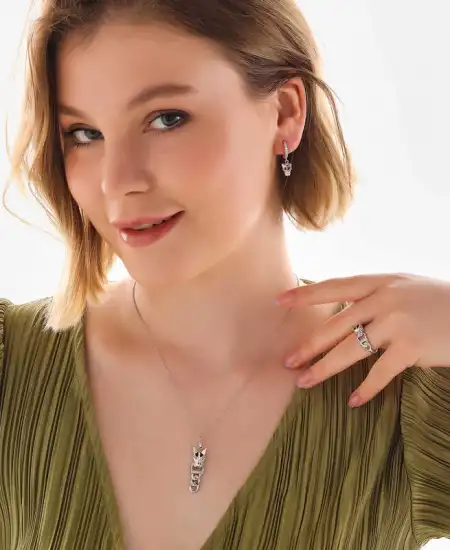 ​gümüş Kaplan Figürlü Kadın Set