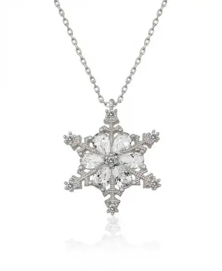 ​gümüş Kar Çiçeği Bayan Kolye