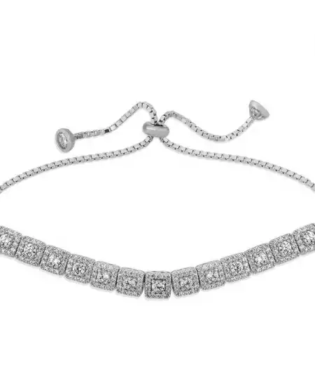 ​gümüş Kare Baget Taşlı Asansörlü Bileklik