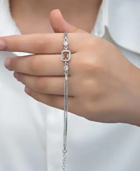 ​gümüş Kare Zultanit Taşlı Kadın Bileklik