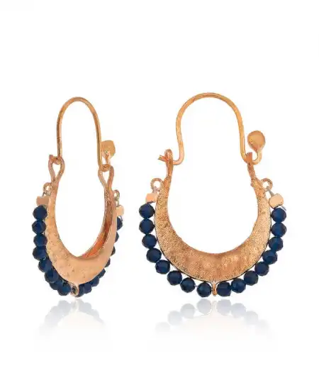 ​gümüş Lacivert Taşlı Bohem Küpe