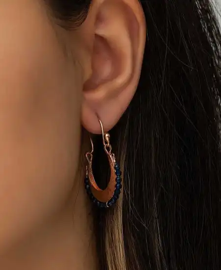 ​gümüş Lacivert Taşlı Bohem Küpe