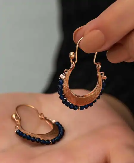 ​gümüş Lacivert Taşlı Bohem Küpe