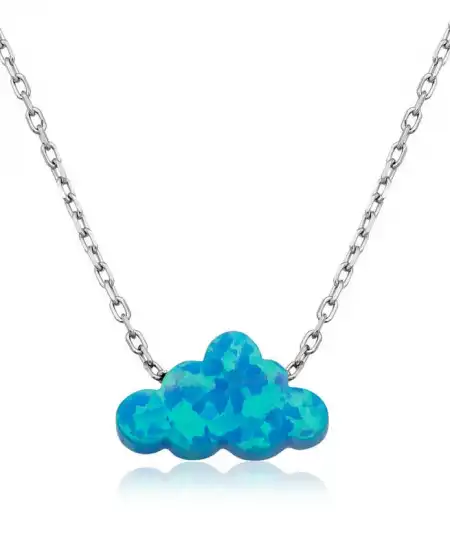 ​gümüş Mavi Opal Taş Bulut Bayan Kolye