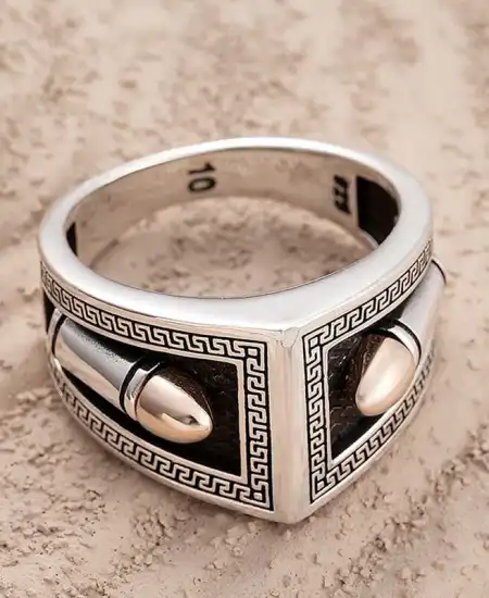 ​gümüş Mermi Motifli Erkek Yüzük