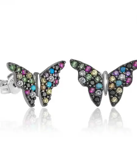 ​gümüş Mix Kelebek Küpe