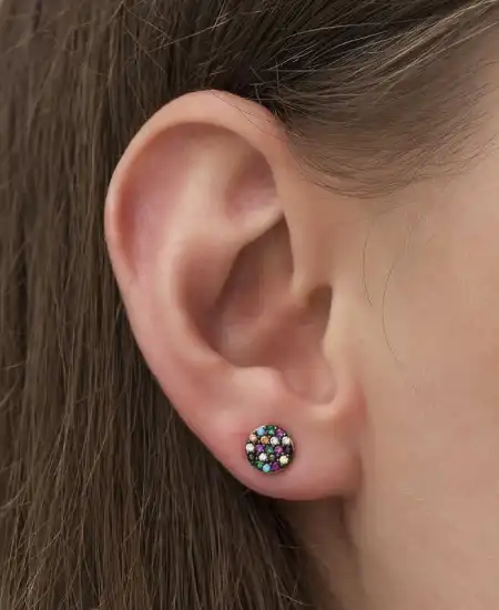 ​gümüş Mix Taşlı Daire Küpe