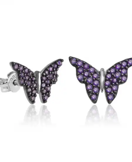 ​gümüş Mor Kelebek Küpe