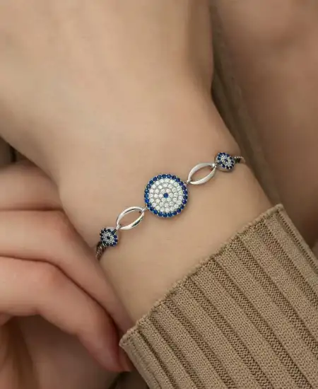 ​gümüş Nazar Boncuklu Bileklik