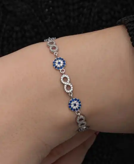 ​gümüş Nazar Boncuklu Sonsuzluk Kadın Bileklik