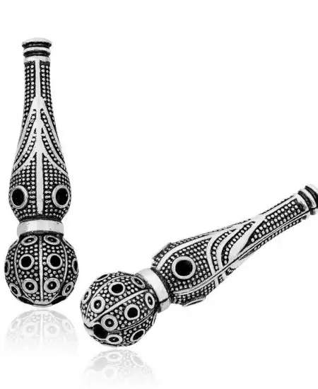 ​gümüş Nokta İşlemeli Desenli Tesbih İmamesi