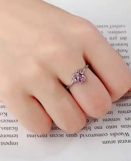 ​gümüş Pembe Kedi Patisi Yüzük