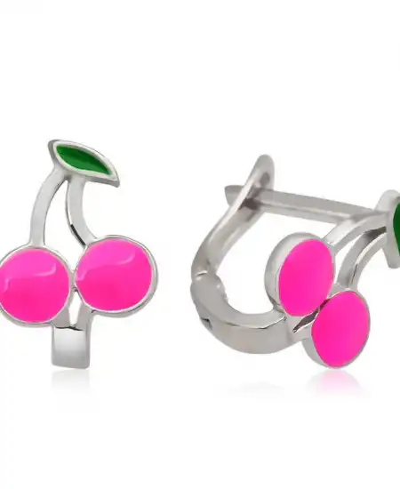 ​gümüş Pembe Kiraz Çocuk Küpesi