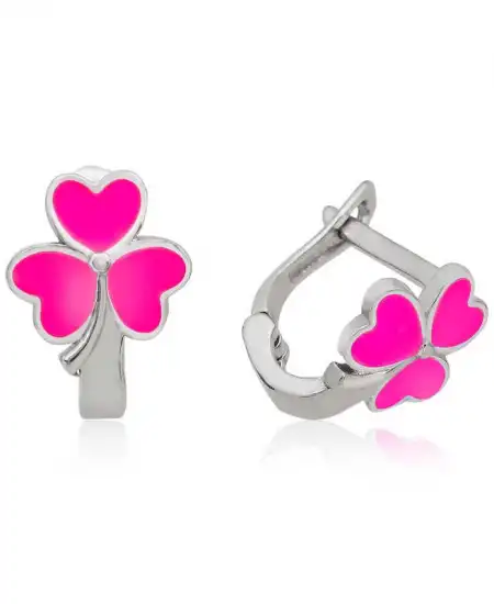 ​gümüş Pembe Yonca Çocuk Küpesi