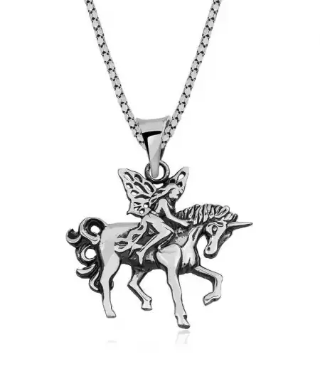 ​gümüş Perili Unicorn Kolye