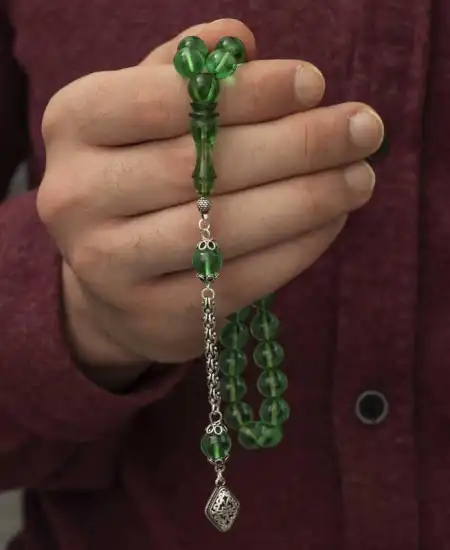 ​gümüş Püskül Yeşil Küre Ateş Kehribar Tesbih