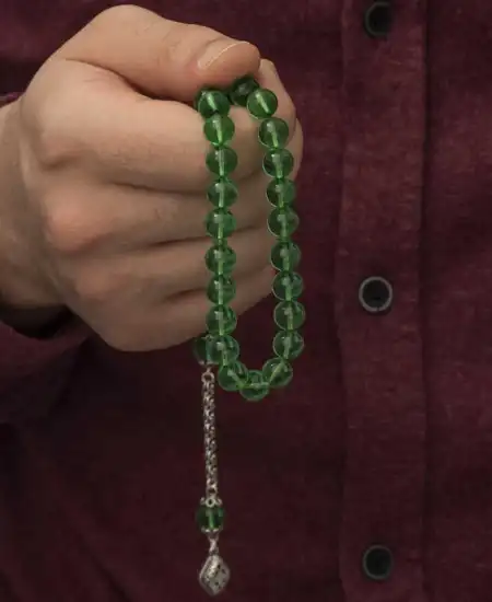 ​gümüş Püskül Yeşil Küre Ateş Kehribar Tesbih