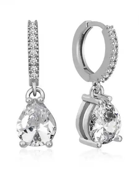 ​gümüş Rodyum Halka Damla Küpe