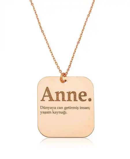 ​gümüş Rose Anne Yazılı Plaka Bayan Kolye