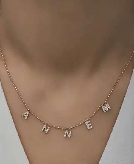 ​gümüş Rose Annem Yazılı Bayan Kolye