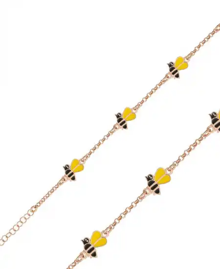 ​gümüş Rose Arı Figürlü Çocuk Bileklik