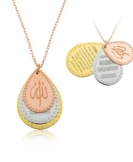 ​gümüş Rose Ayetel Kürsi, Nazar Ayeti Ve Allah Yazılı Bayan Kolye
