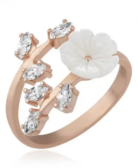 ​gümüş Rose Beyaz Bahar Çiçeği Yüzük