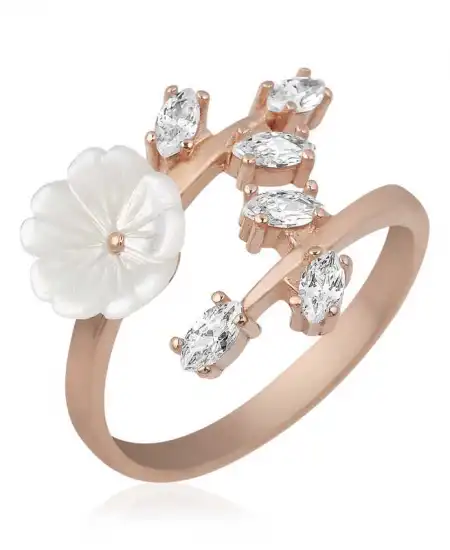 ​gümüş Rose Beyaz Bahar Çiçeği Yüzük